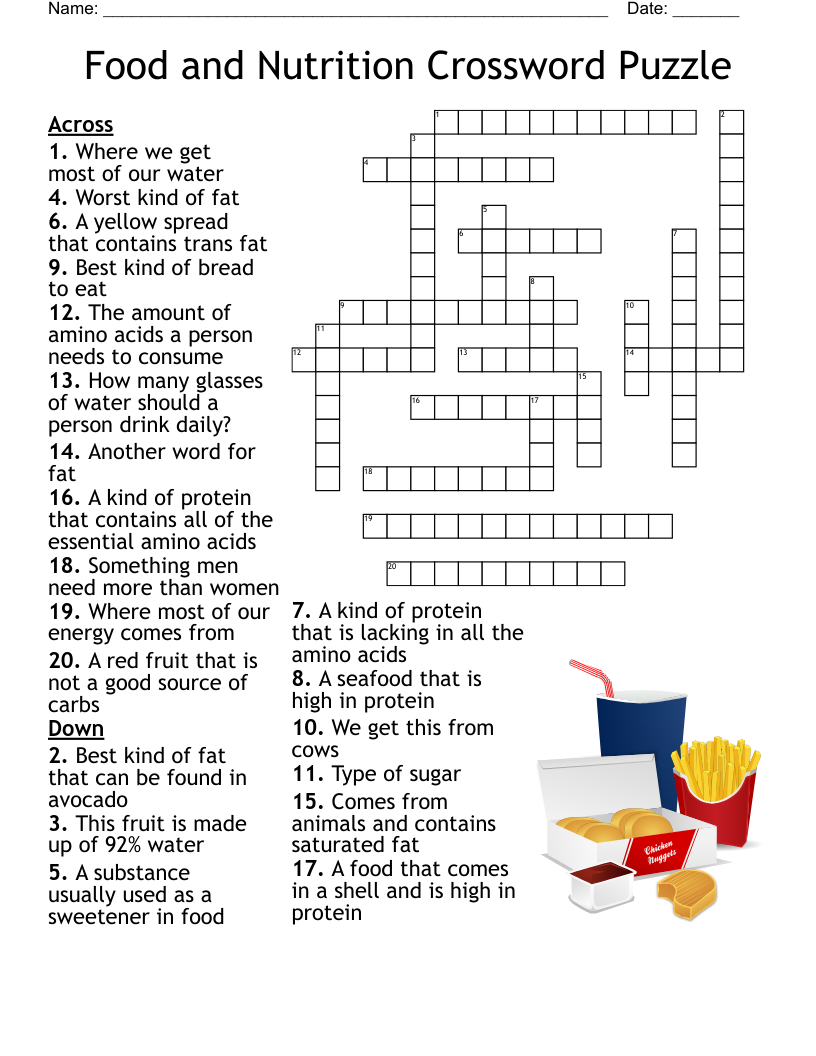 Nutrition For Health Crossword WordMint