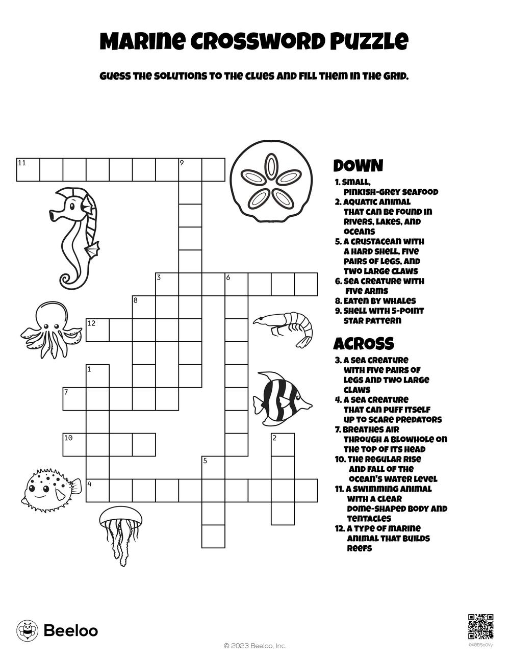 Ocean themed Crossword Puzzles Beeloo Printable Crafts And Activities For Kids Ocean themed Crossword Puzzles Beeloo Printable Crafts And Activities For Kids