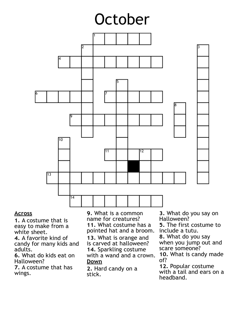 October Crossword WordMint