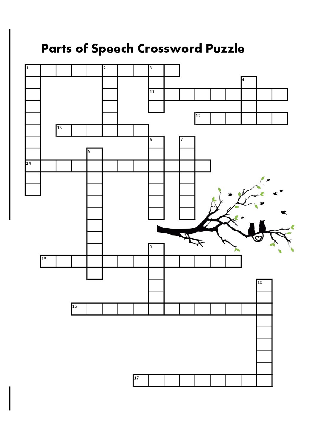 Parts Of Speech Crossword Puzzle Teacha 