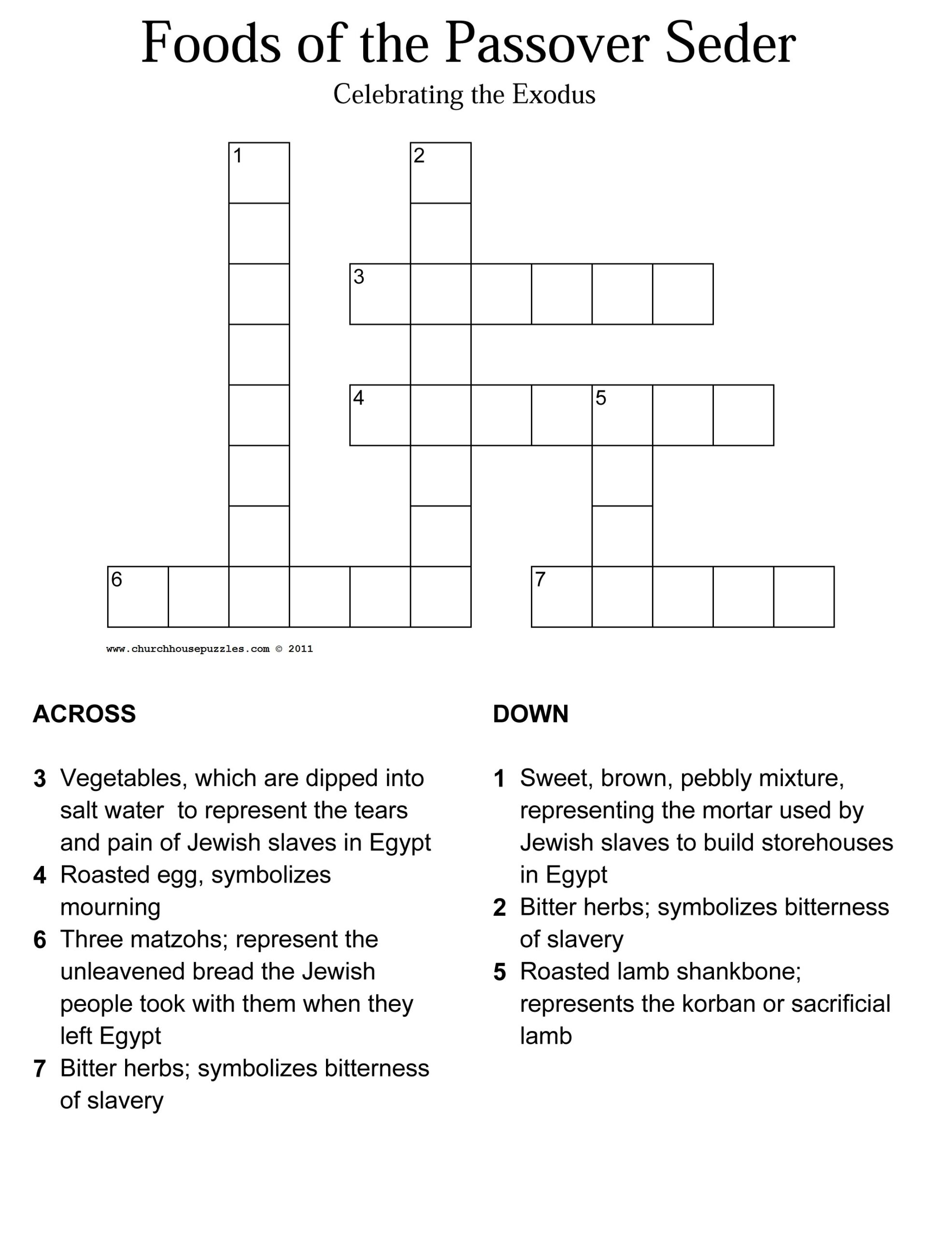 Passover And The Seder Crossword Puzzle Passover And The Seder Crossword Puzzle