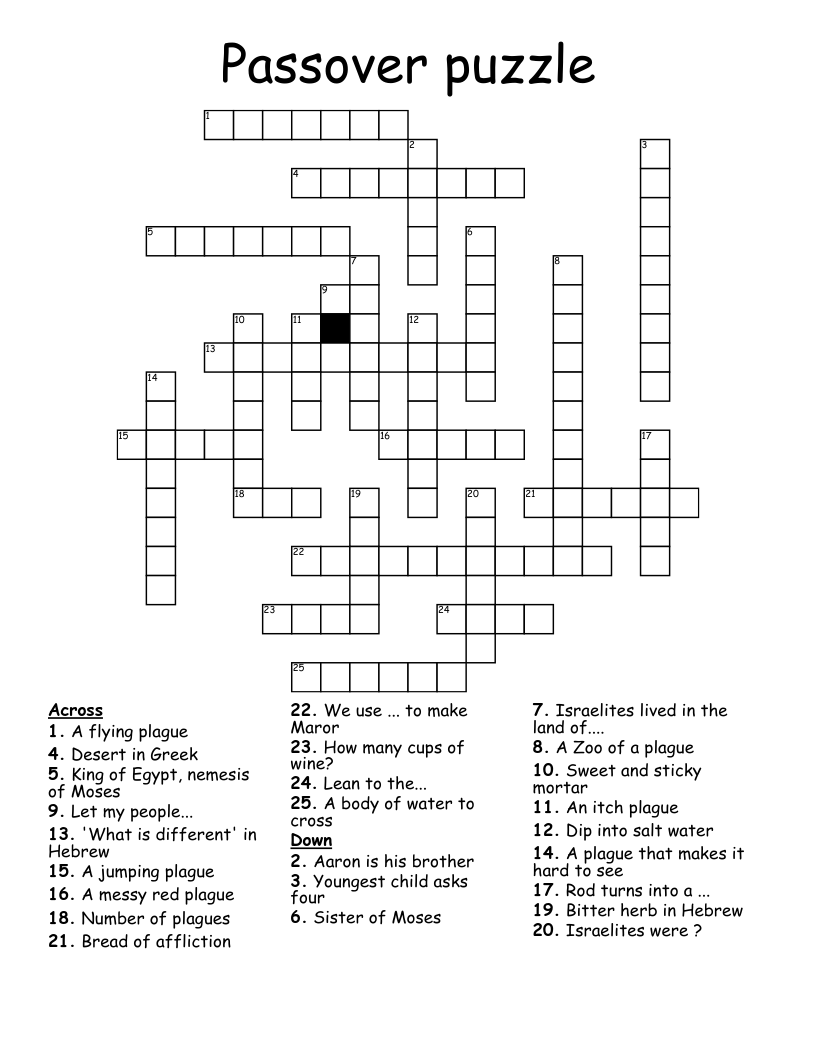 Passover Puzzle Crossword WordMint Passover Puzzle Crossword WordMint
