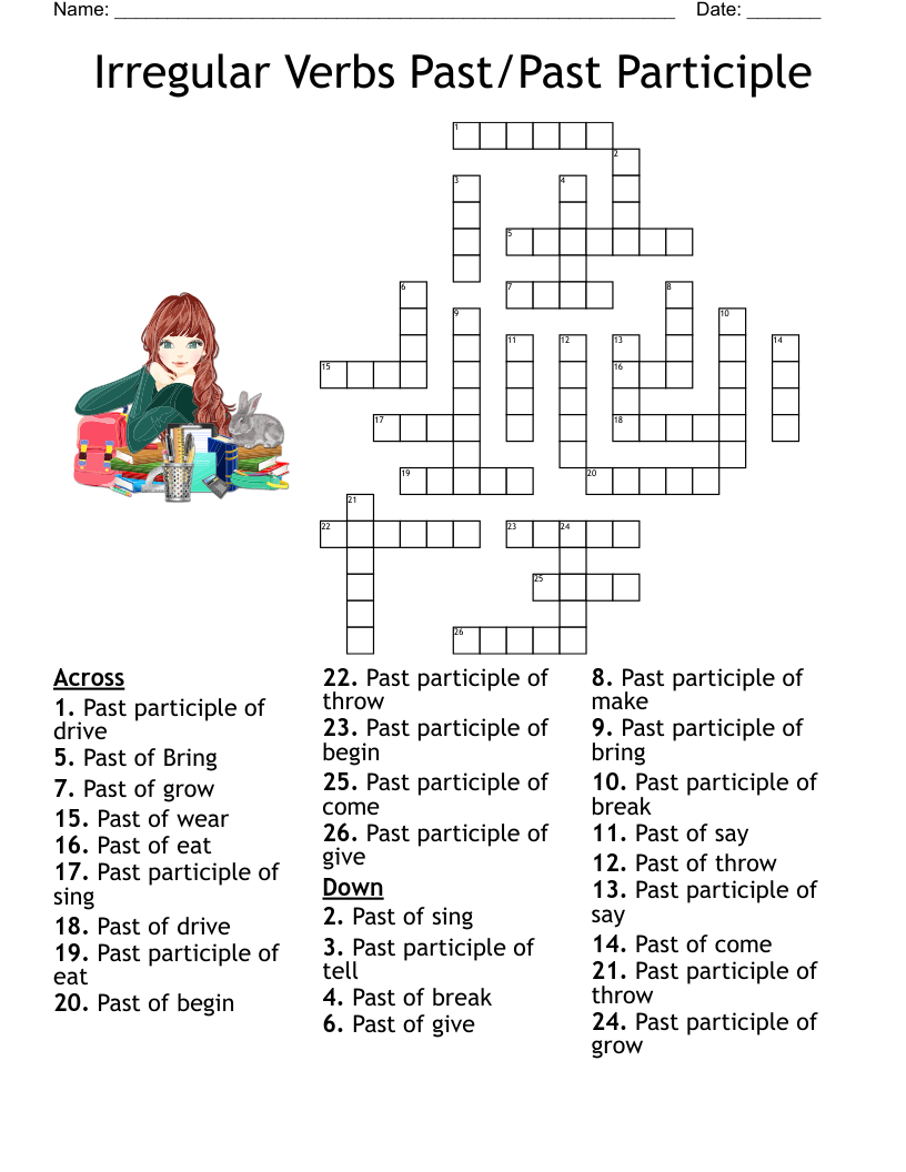 Past Tenses Crossword WordMint