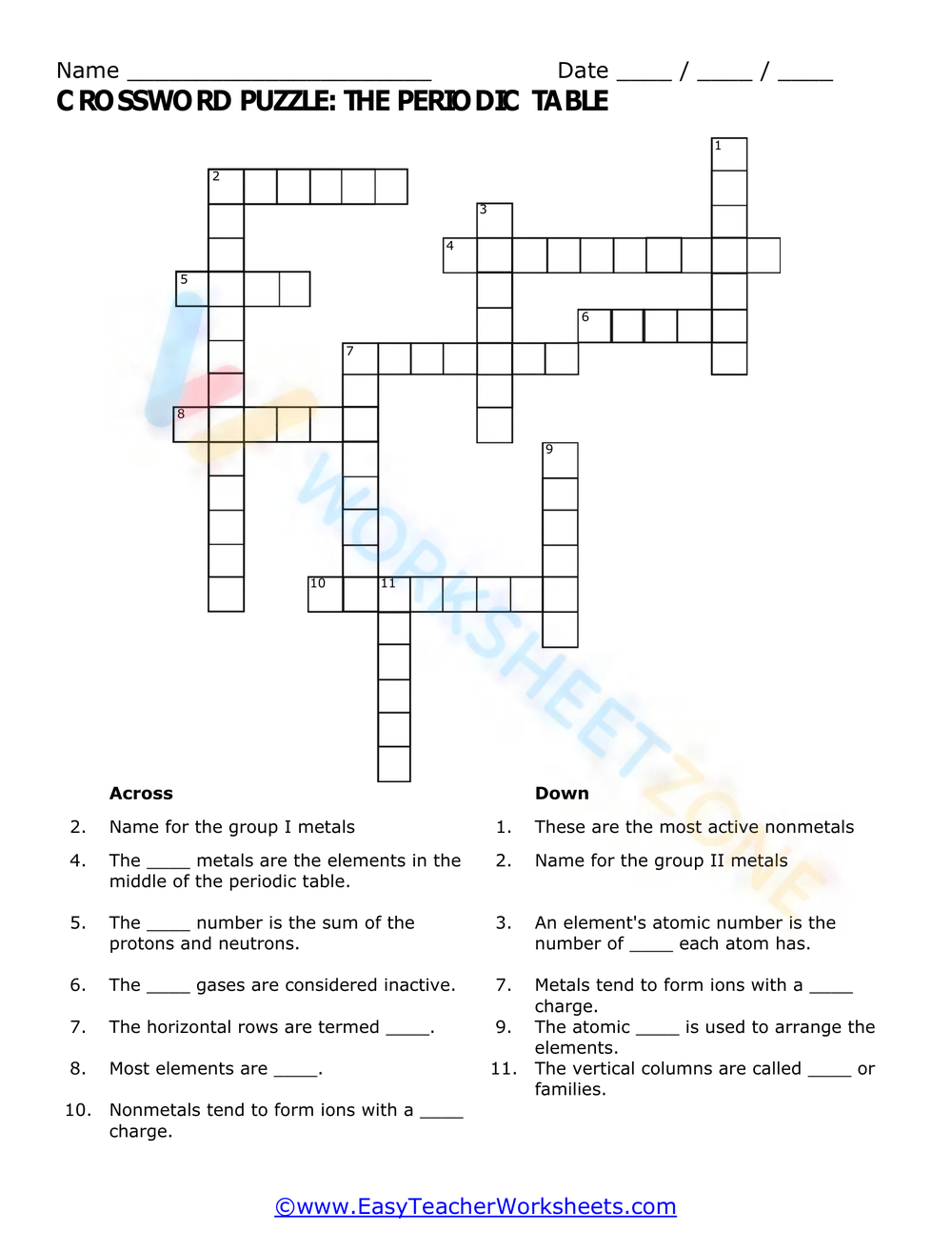 Periodic Crossword Worksheet Worksheets Library