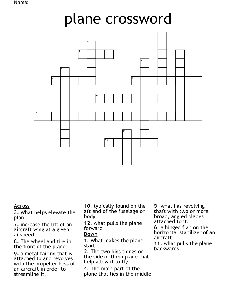 Plane Crossword WordMint
