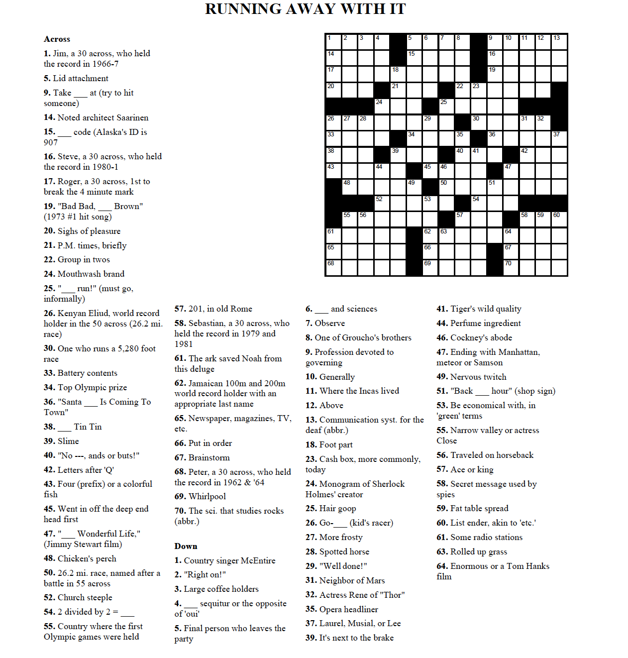 printable crossword puzzles 2020