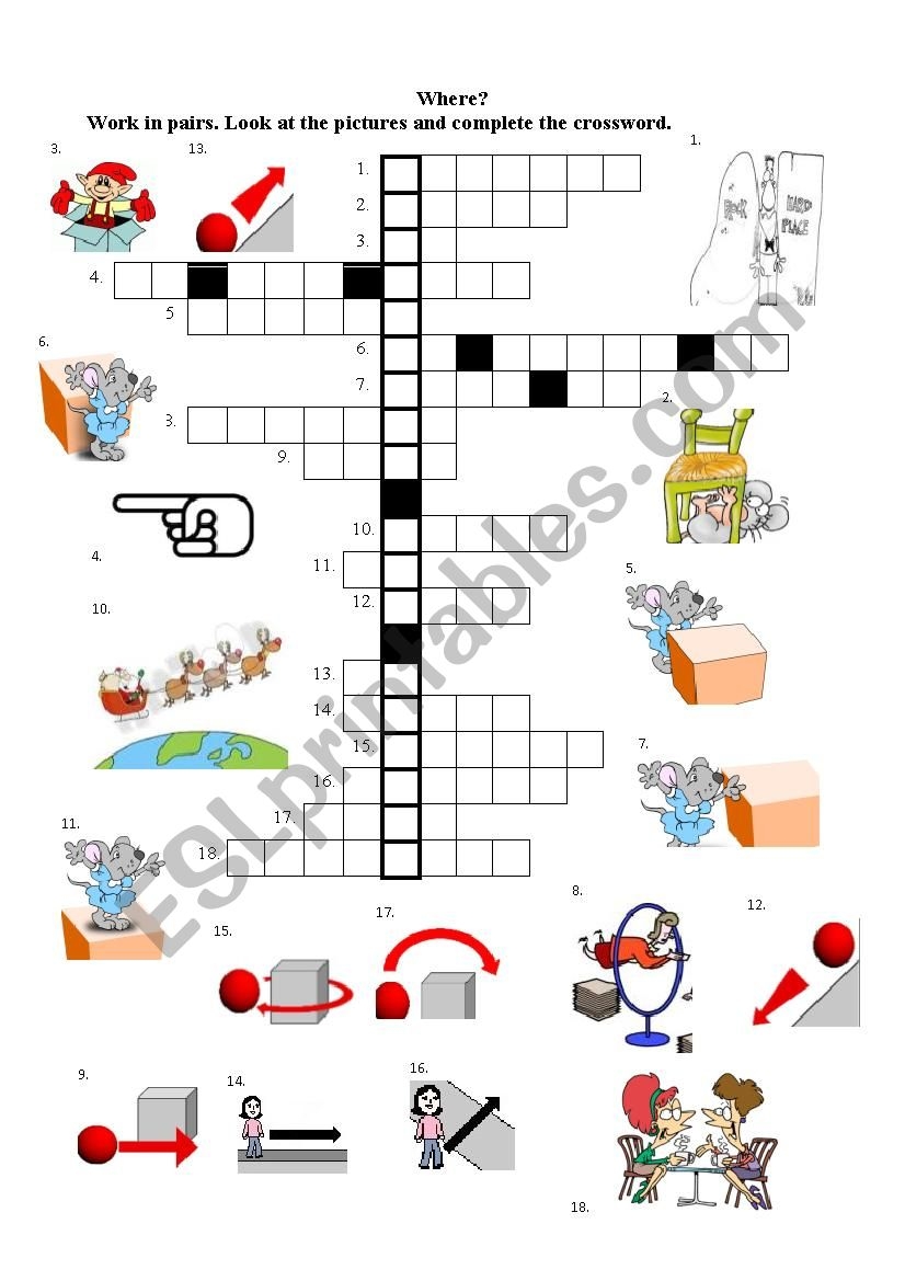 Preposition Crossword Puzzle ESL Worksheet By Szoscsi