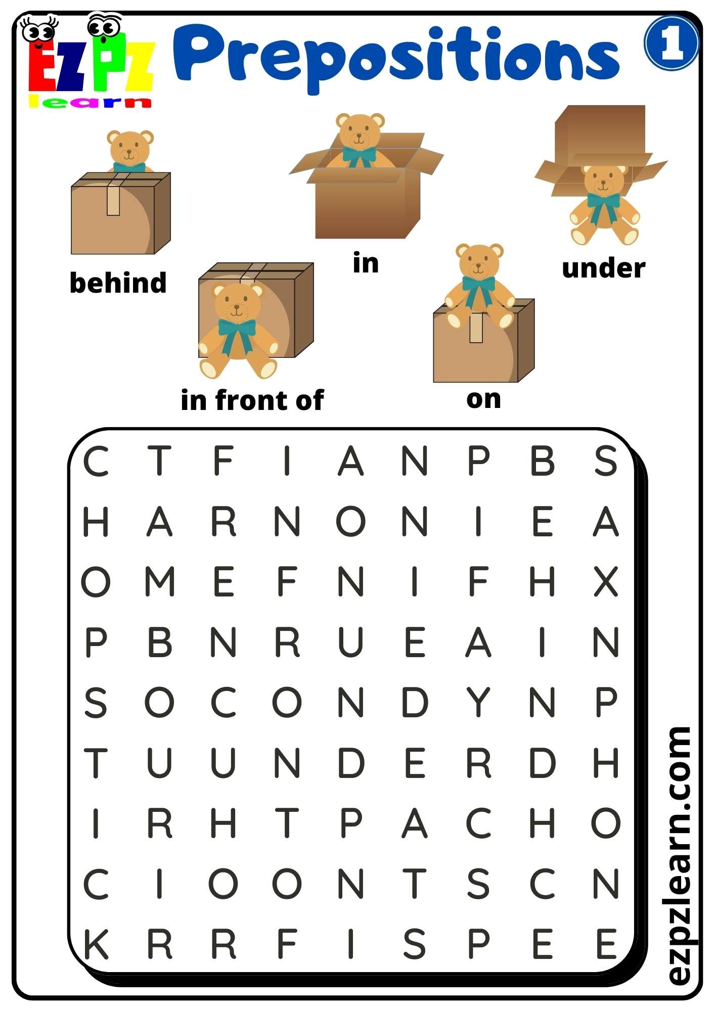 prepositions crossword puzzles printable