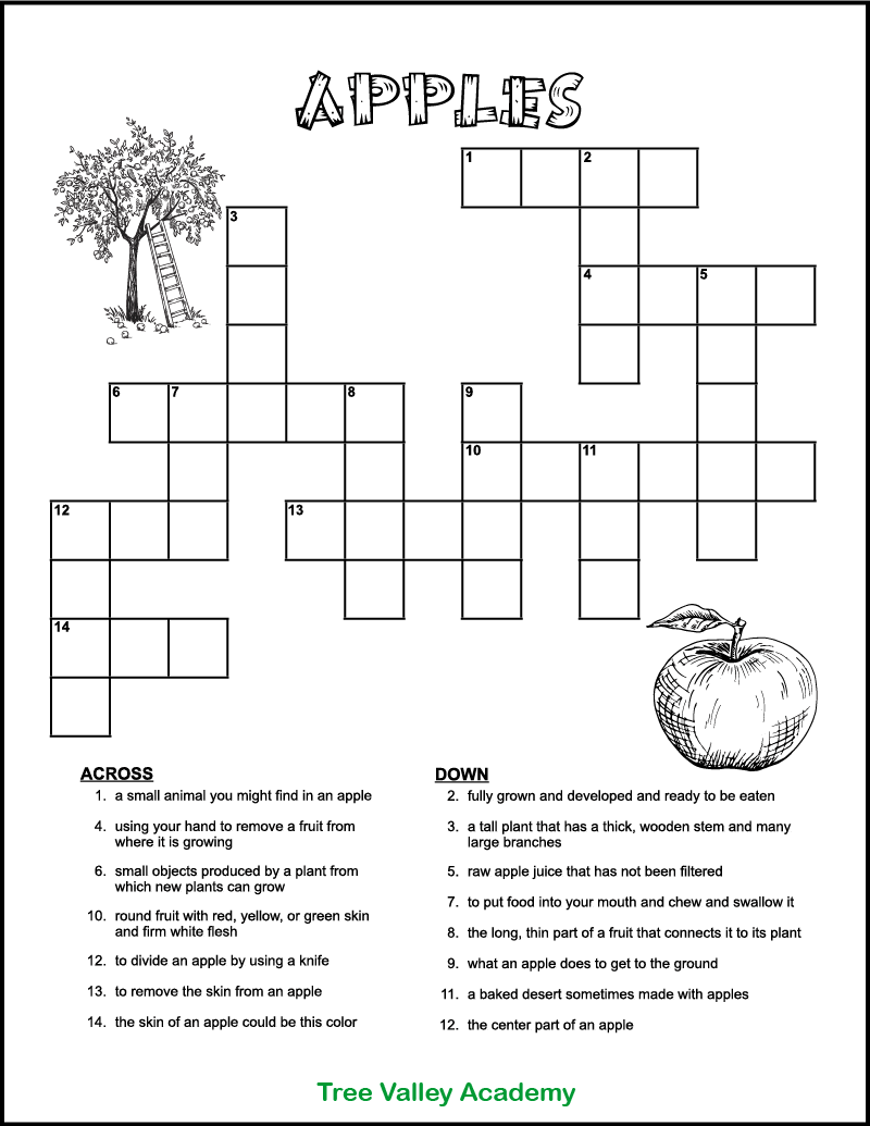 easy crossword puzzles printable word bank