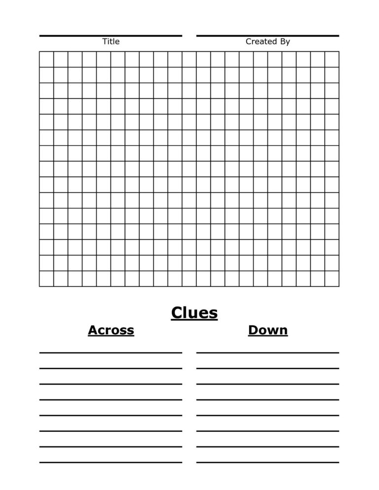 Printable Blank Crossword Grid Printable Crossword Puzzles Worksheets Library