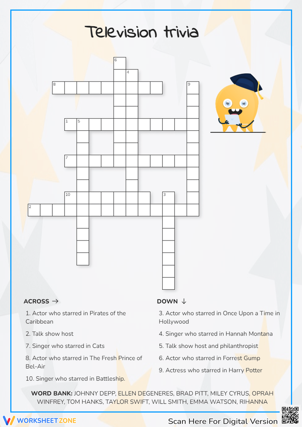 Printable Celebrity Crossword Puzzles Worksheets