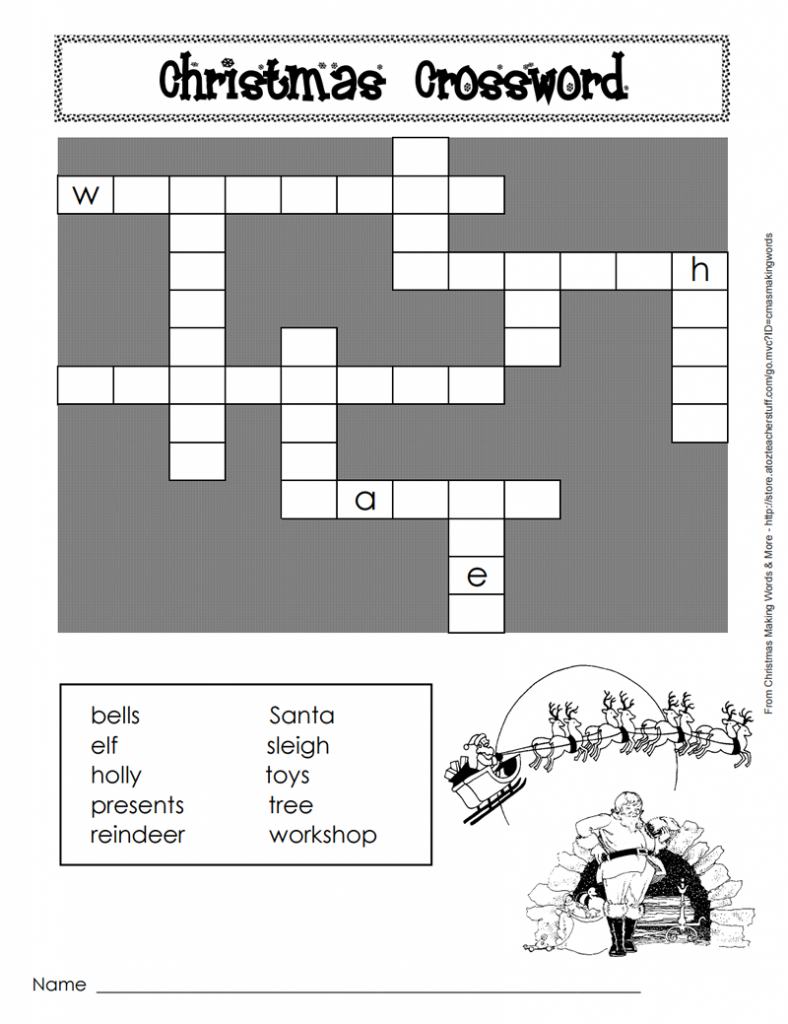 printable christmas crossword puzzles for kids