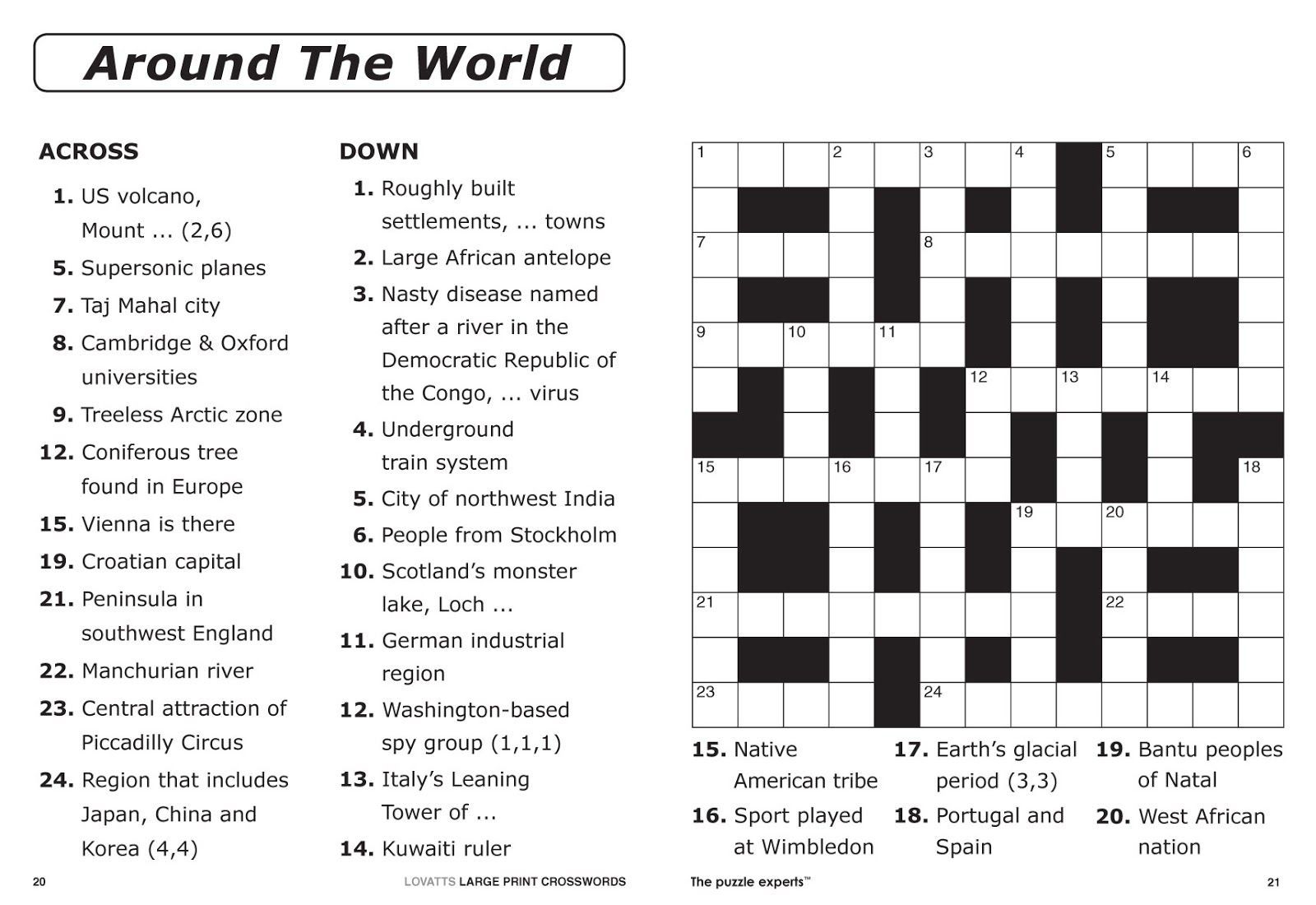 printable crossword puzzles and solutions