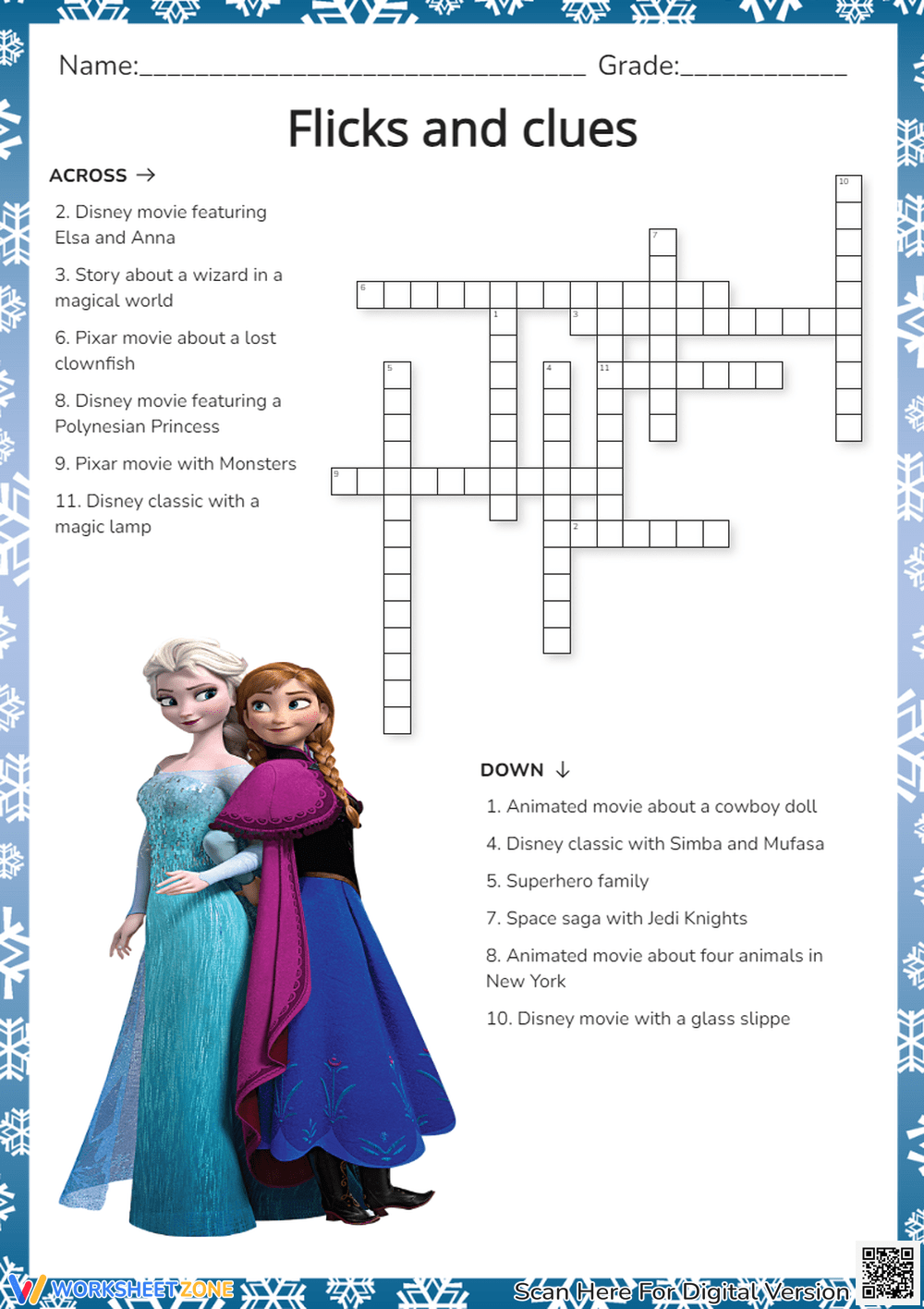 Printable Disney Crossword Puzzles Worksheets Download