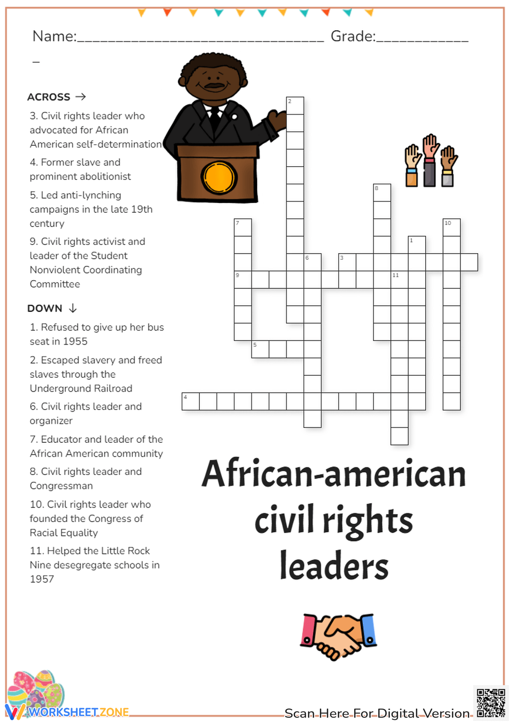 black history crossword puzzles printable