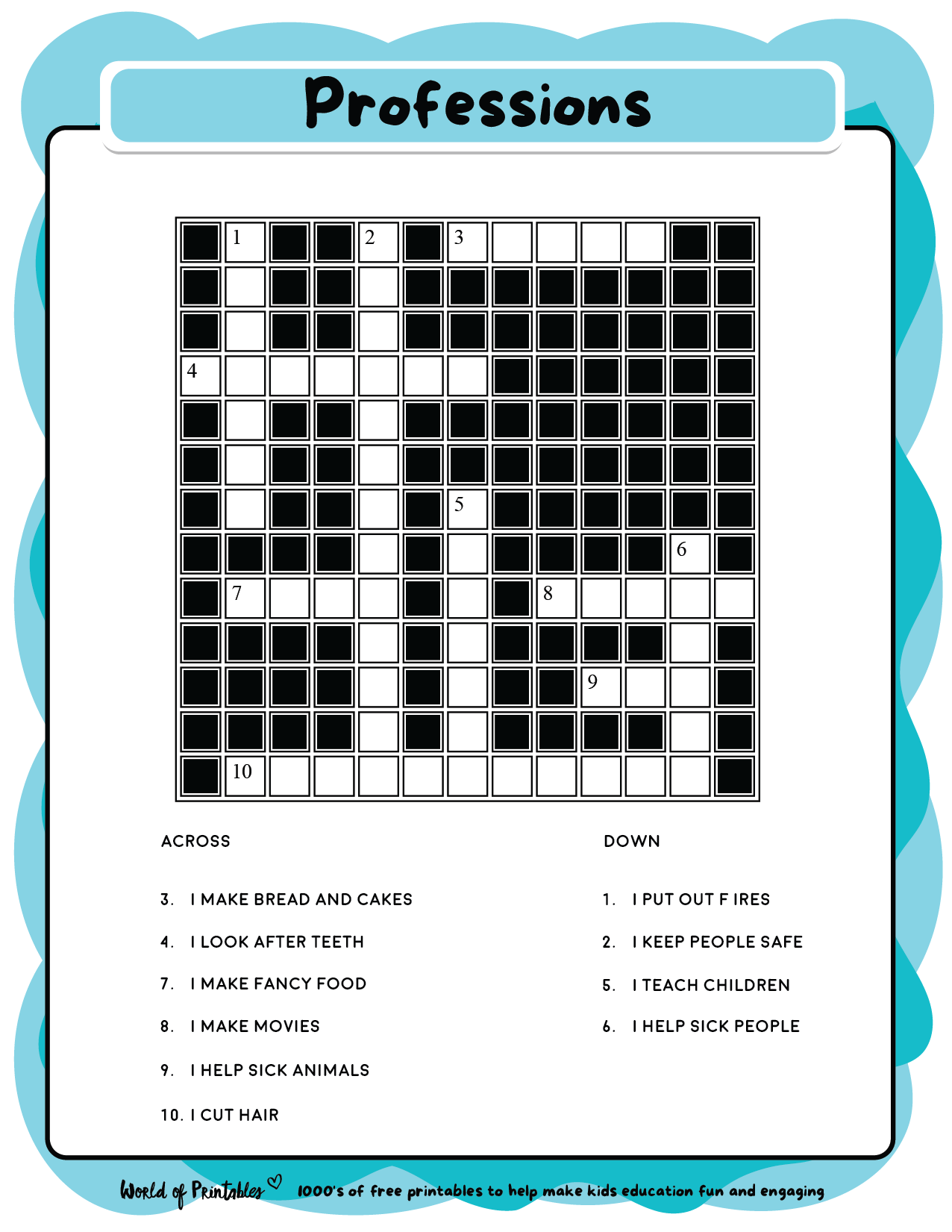 easy crossword puzzles printable