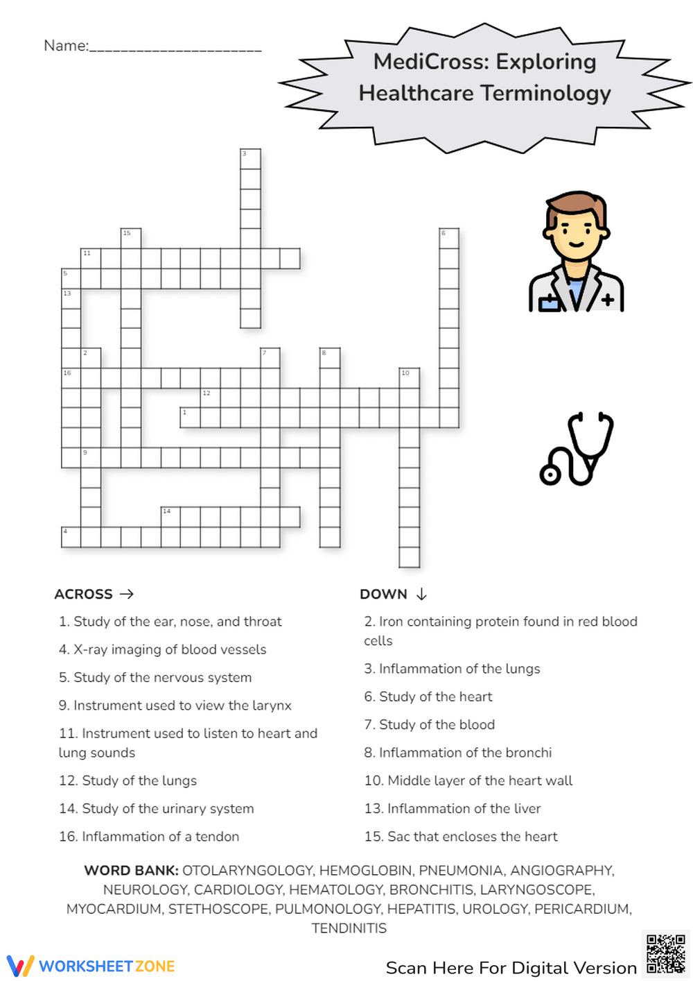 medical crossword puzzles printable