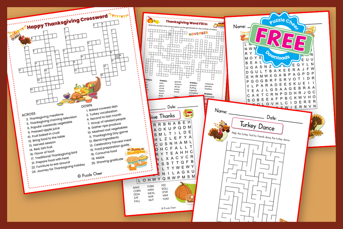 turkey crossword puzzle printable