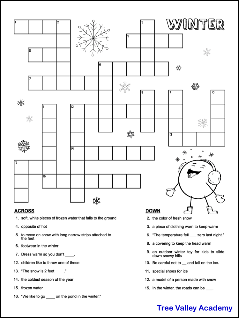printable crossword puzzle for 10 year old