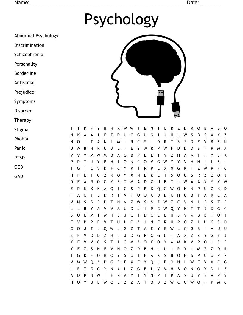 psychology crossword puzzle printable