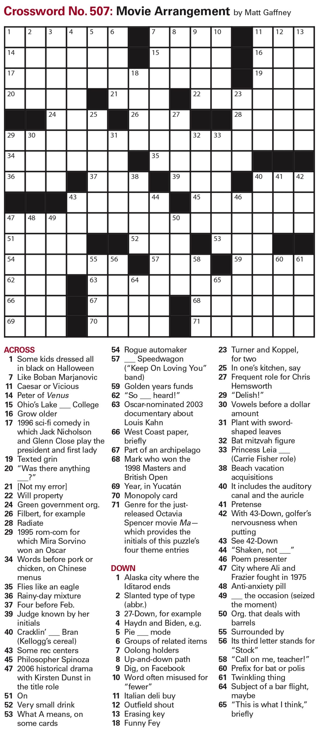 free printable daily crossword puzzles 2019