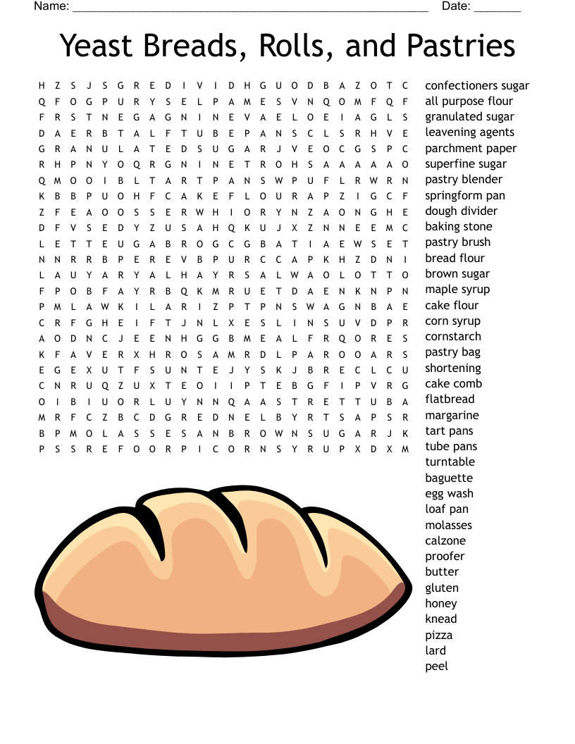 quick bread crossword puzzle printable