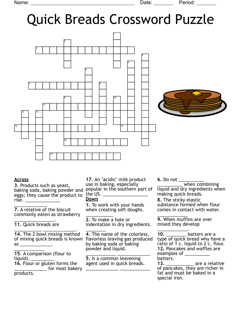 Quick Breads Crossword Puzzle WordMint