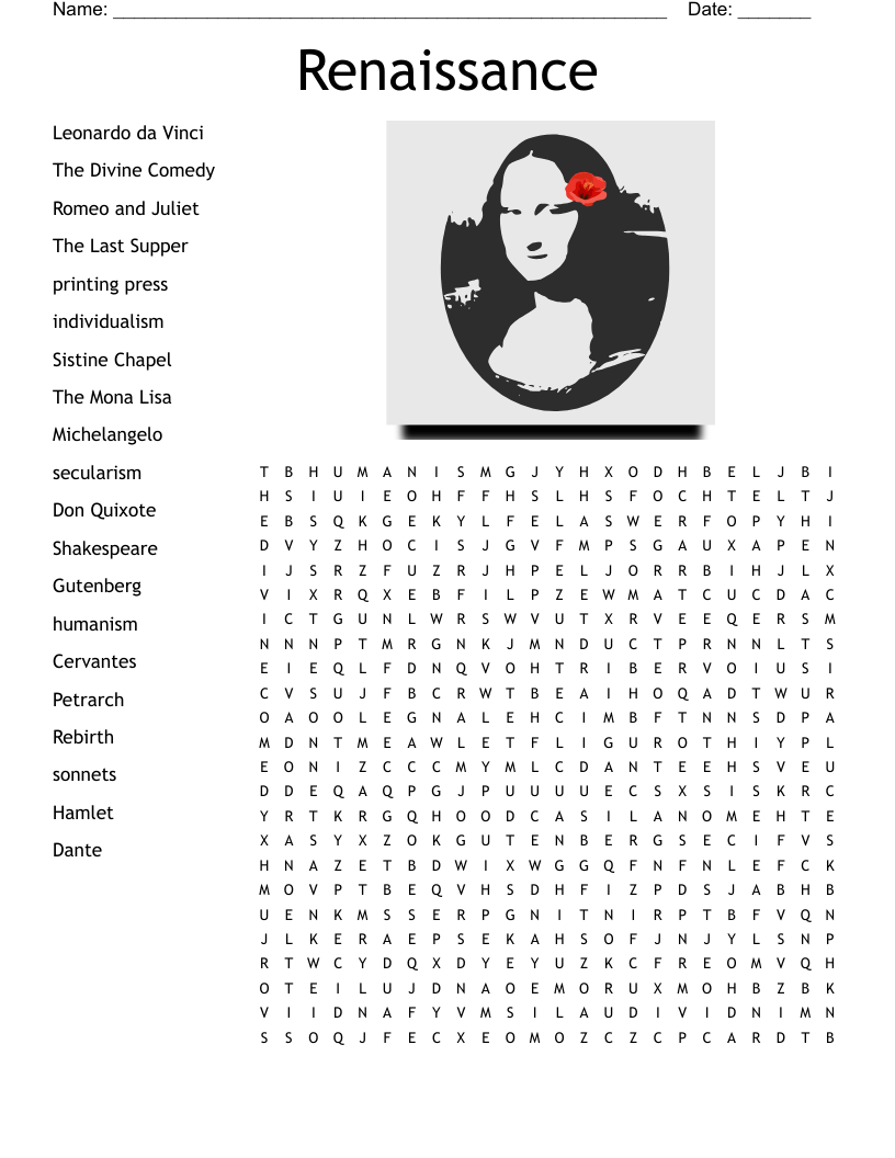 Renaissance Crossword Puzzle WordMint