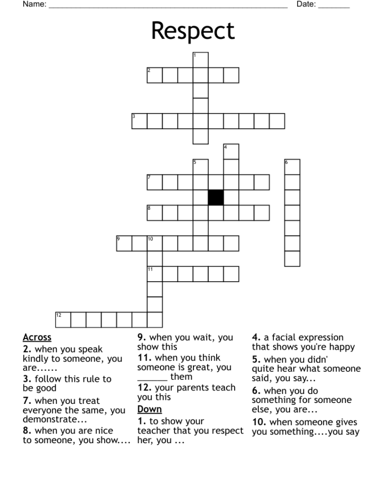 Respect Crossword WordMint