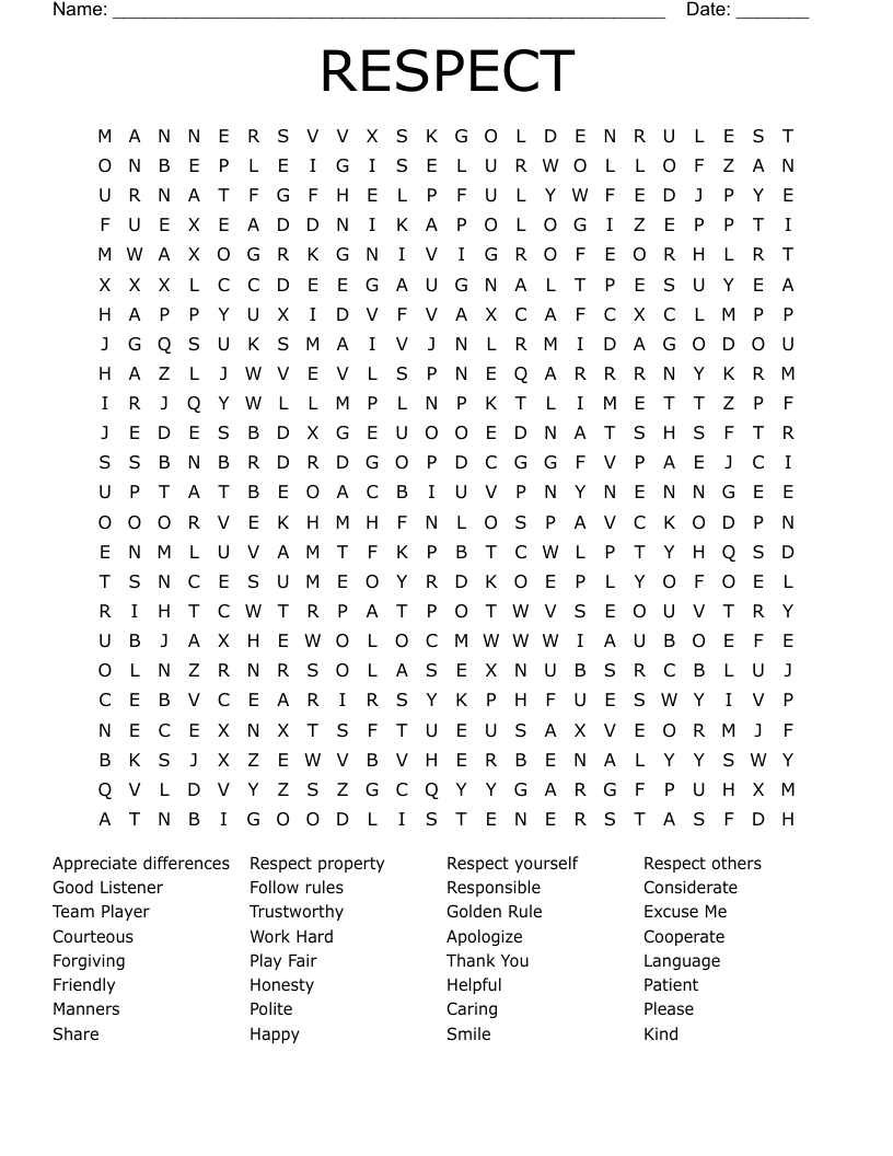 RESPECT Word Search WordMint