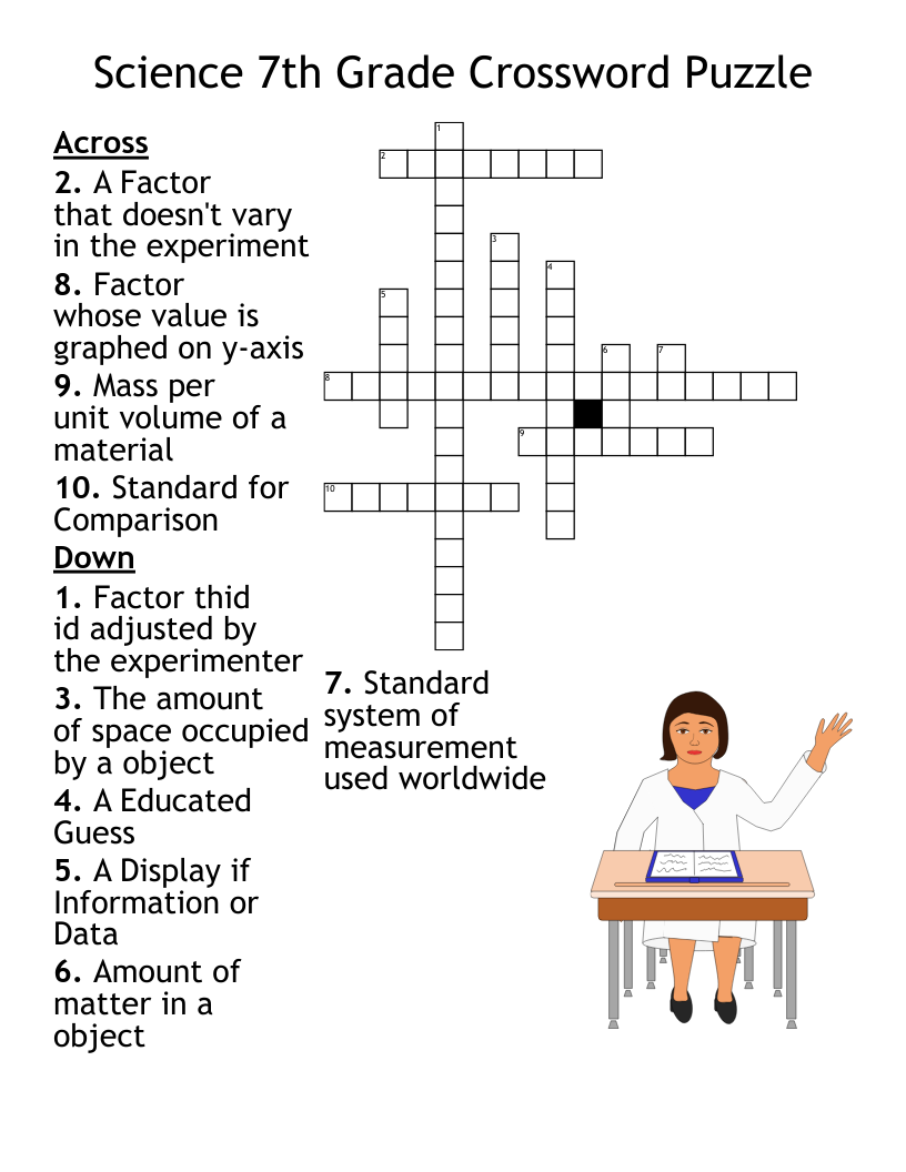 Science 7th Grade Crossword Puzzle WordMint