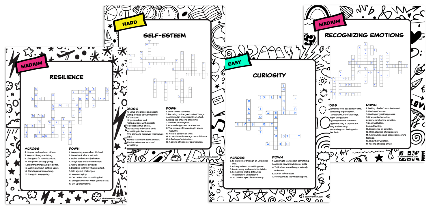 SEL Crossword Puzzles Social Emotional Learning Activities Lessons SEL Power Pack