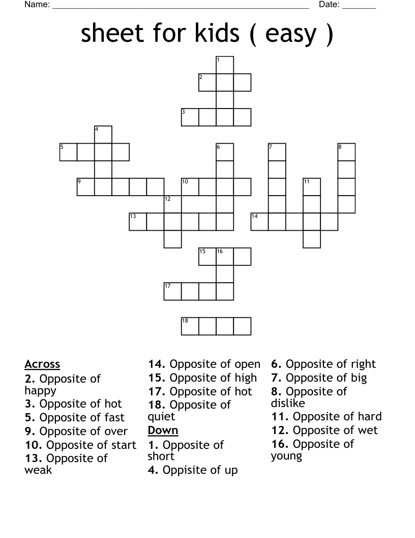 crossword puzzle free printable easy template