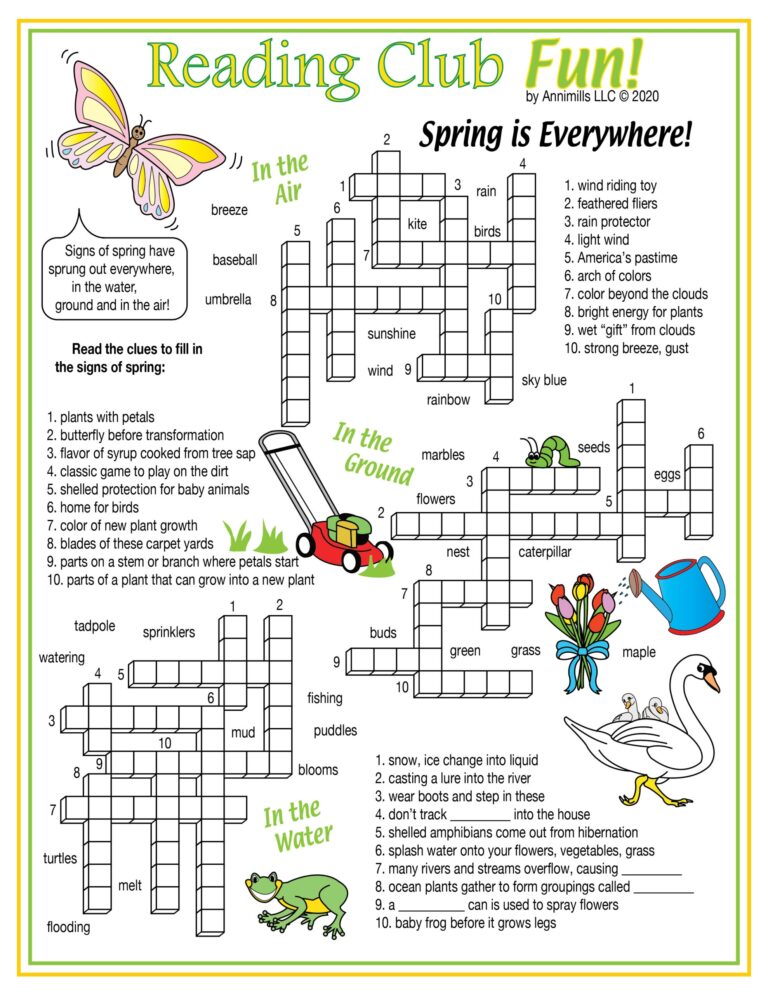 Signs Of Spring Everywhere Printable Crossword Made By Teachers