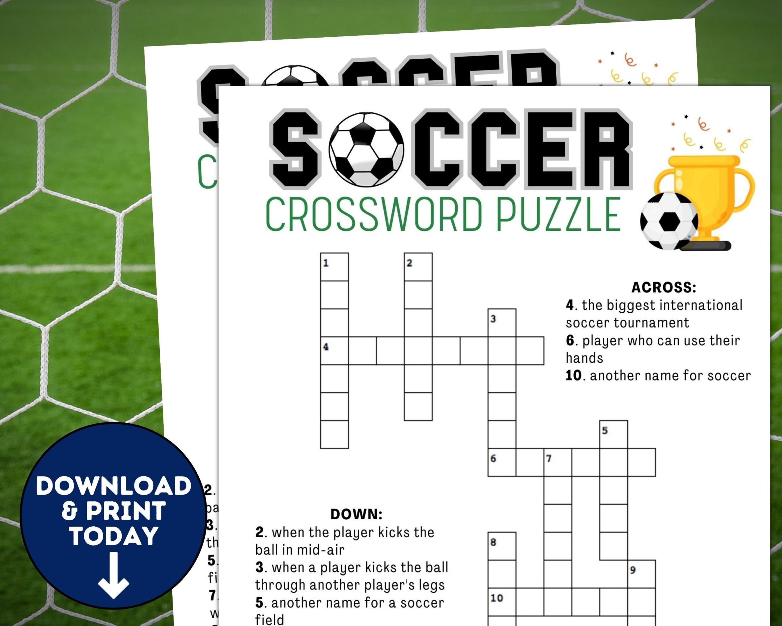 Soccer Crossword Puzzle Printable Soccer Team Party Games Soccer Games For Kids Adults World Cup Activities Birthday Games Etsy