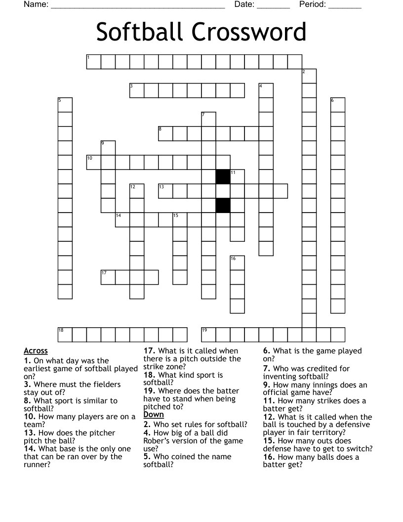 Softball Crossword WordMint