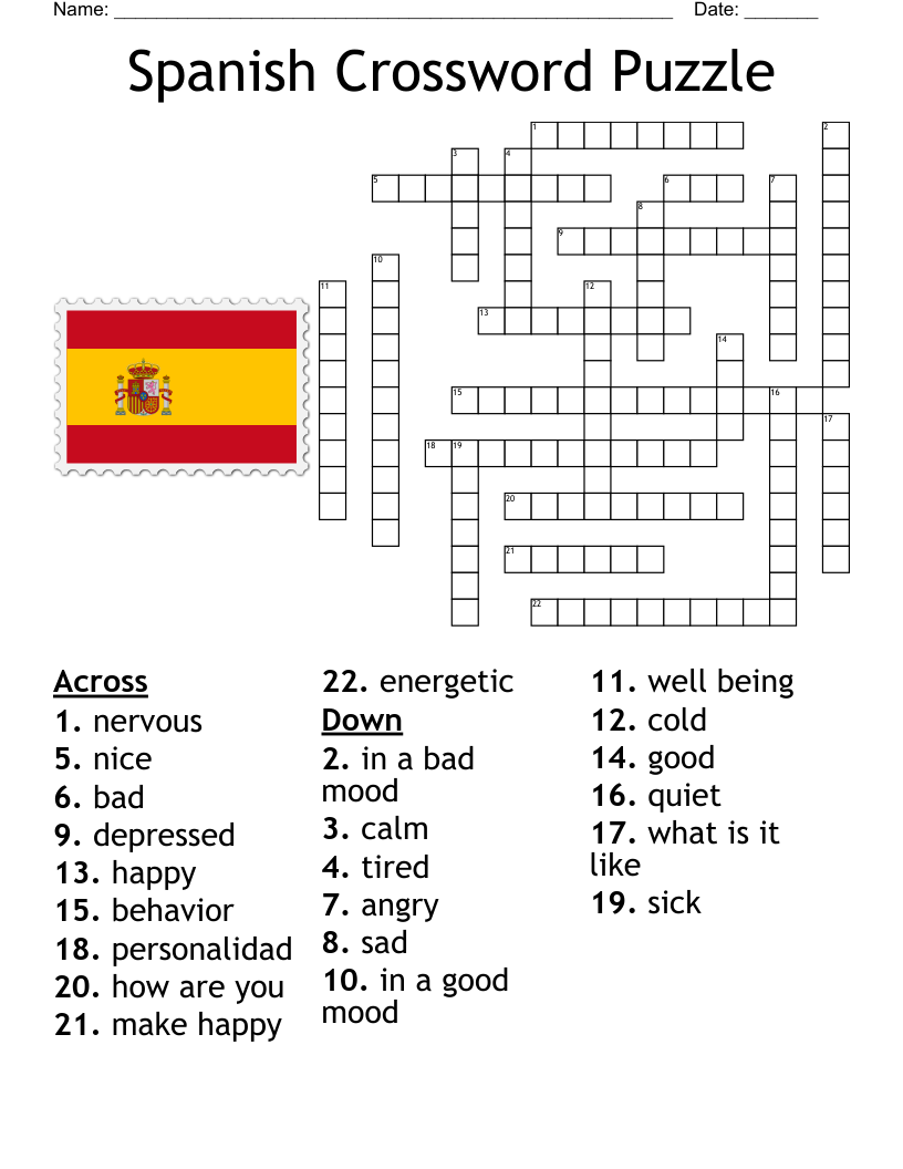 Spanish 6 Basic Conversations Crossword WordMint