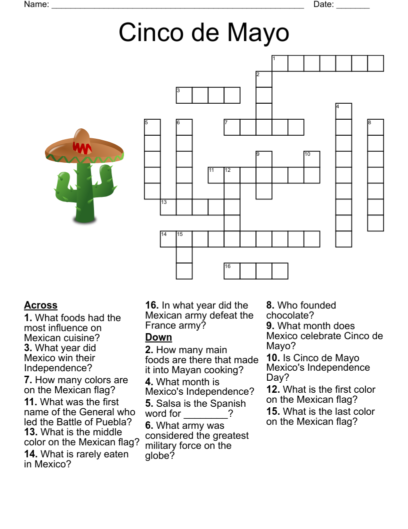 printable spanish crossword puzzle