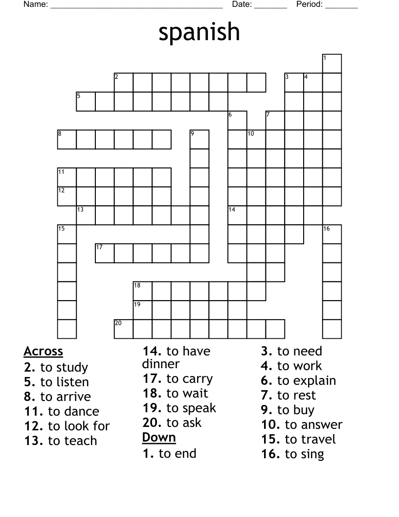 Spanish Crossword WordMint