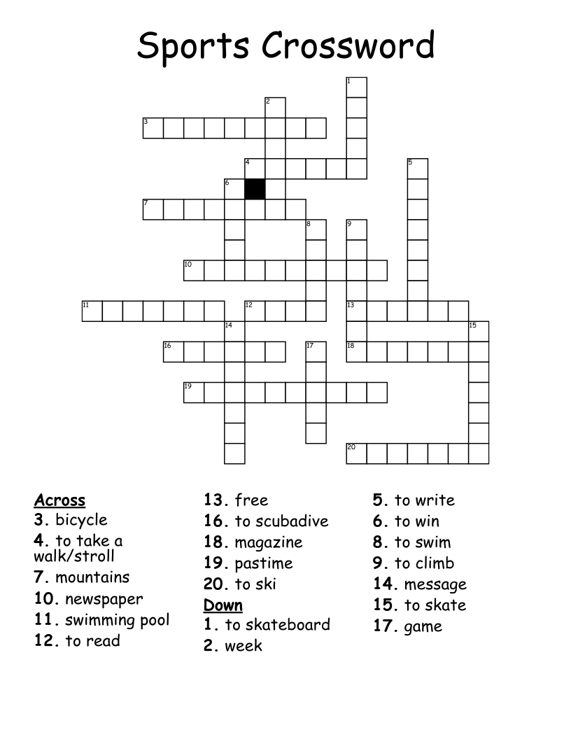 Sports Crossword WordMint