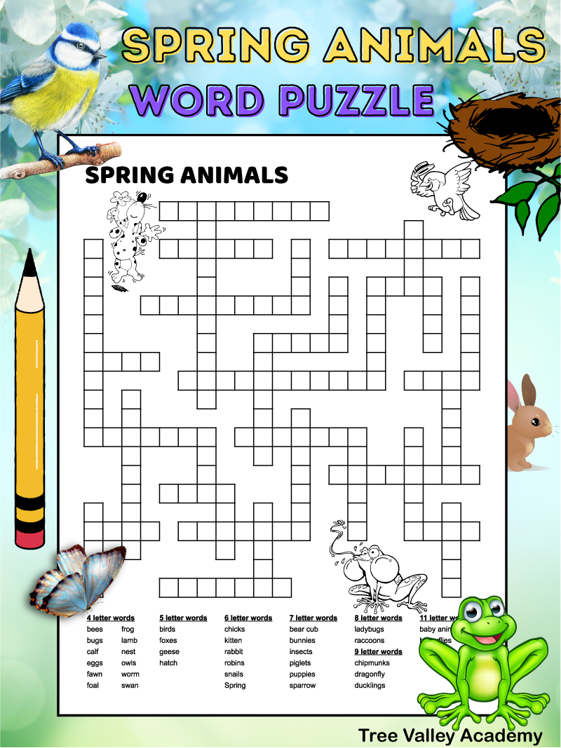Spring Animals Fill In Puzzle Tree Valley Academy