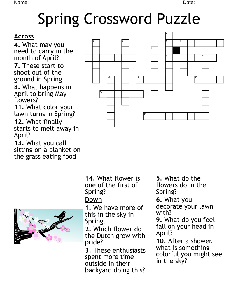 printable spring crossword puzzles