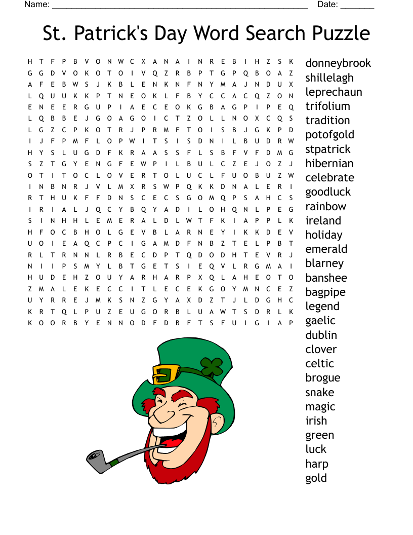 st patrick's day crossword puzzle printable