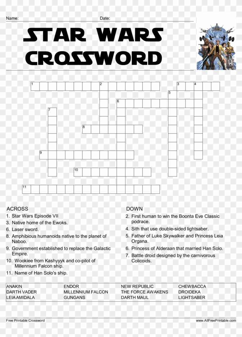 star wars crossword printable