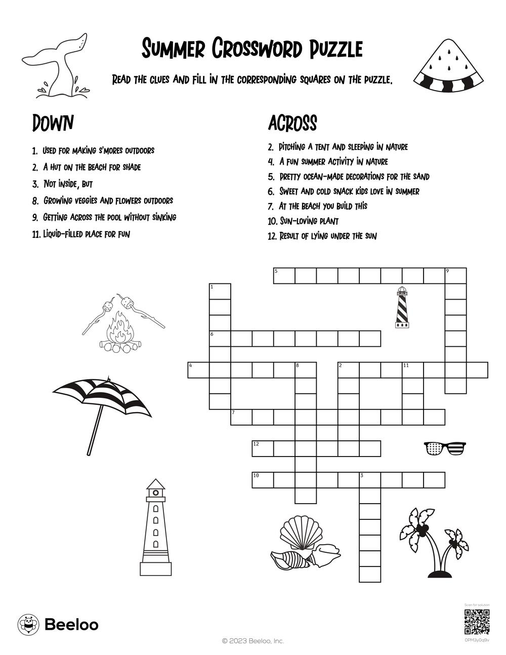 printable crossword puzzles for kids about nature