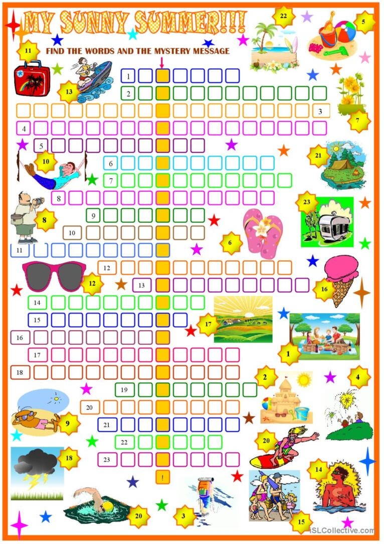 Summer Crossword Puzzle Crossword English ESL Worksheets Pdf Doc Summer Crossword Puzzle Crossword English ESL Worksheets Pdf Doc