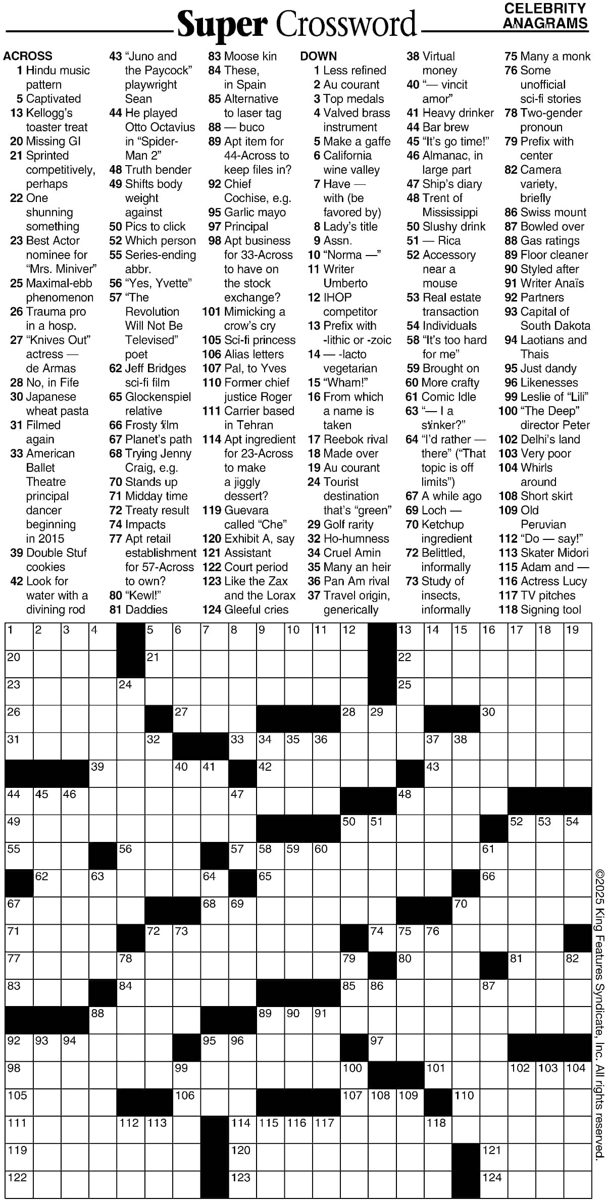 Super Crossword Celebrity Anagrams Your West Central Voice