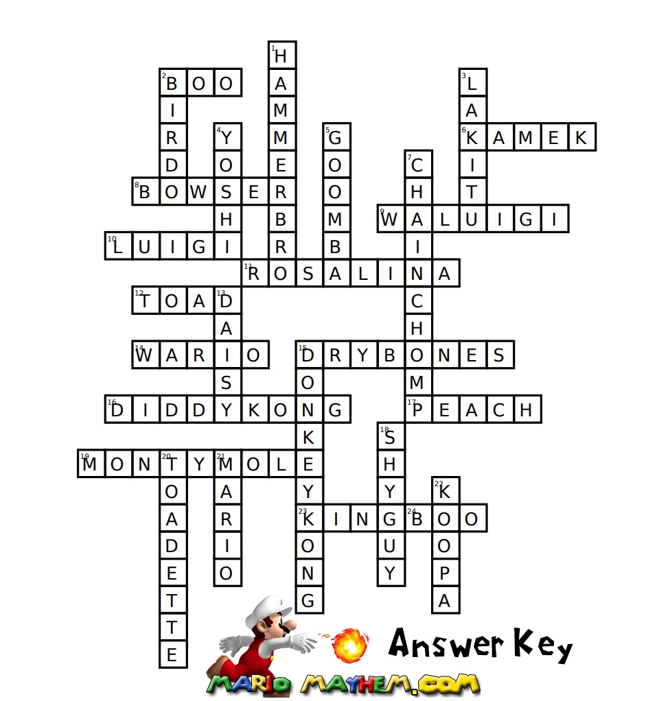 super mario crossword puzzles free printables