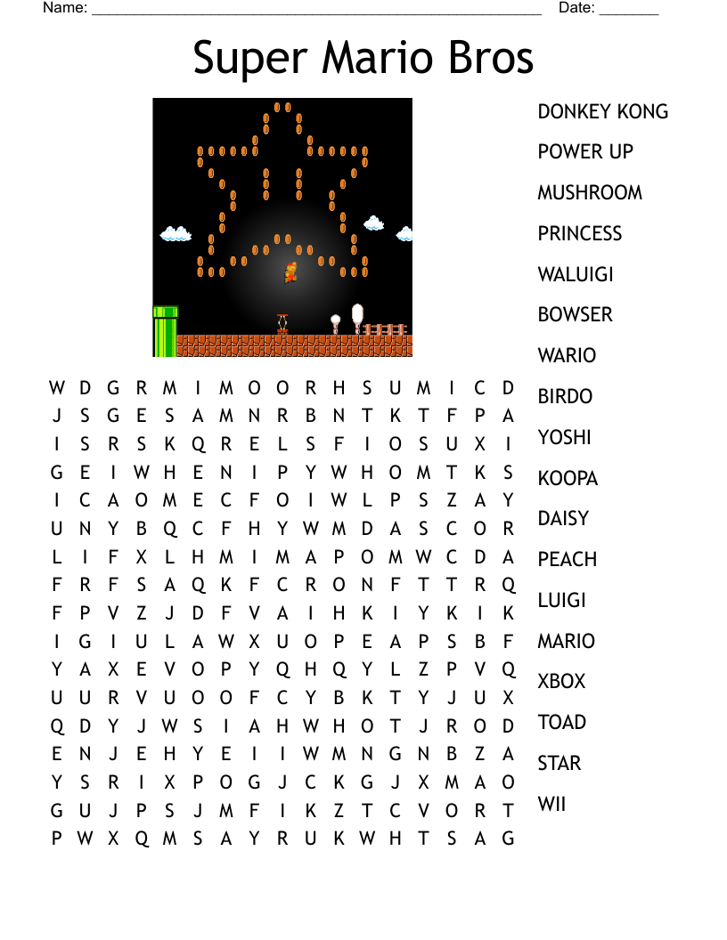 Super Mario Crossword WordMint
