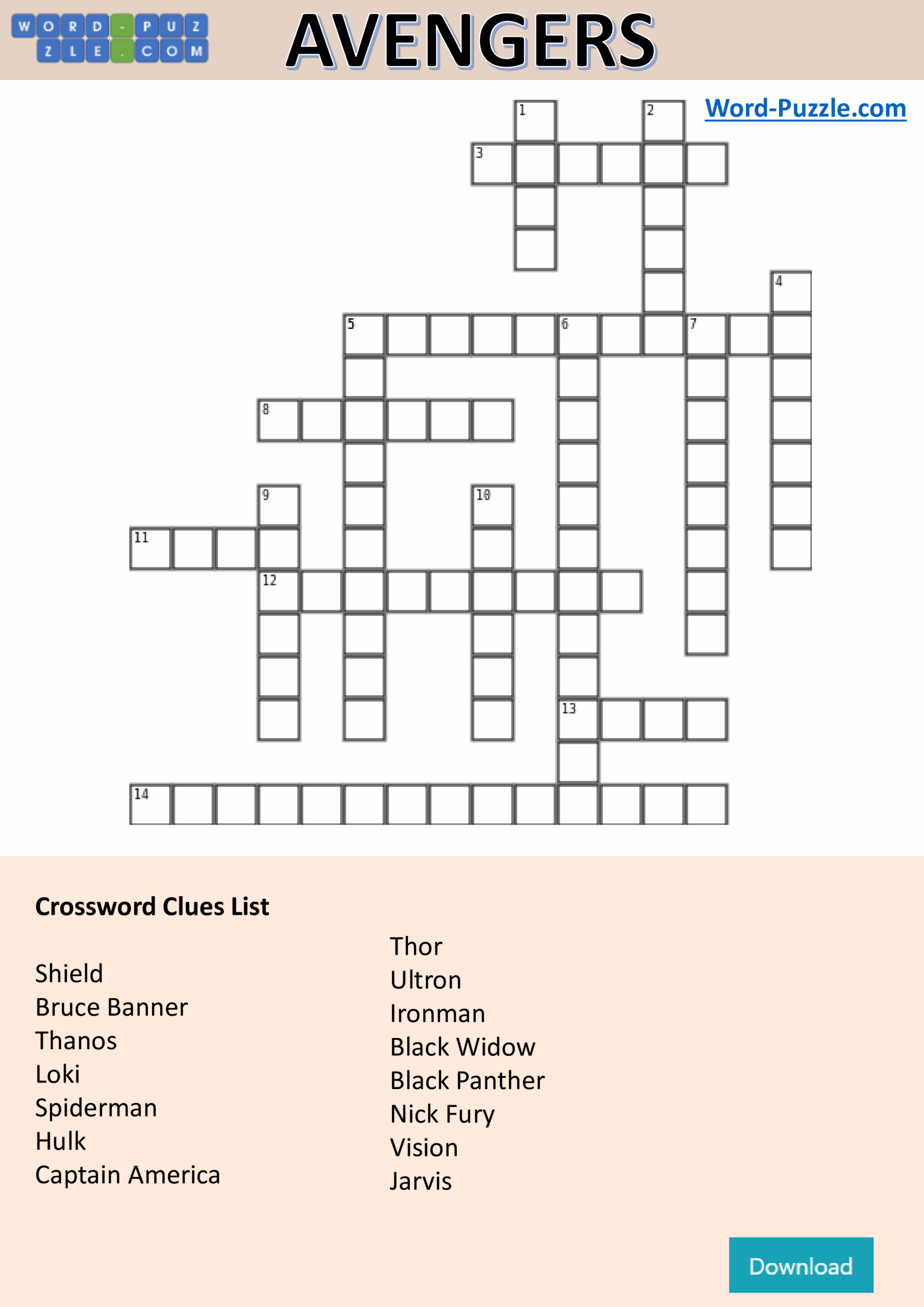 The Avengers Crossword Templates At Allbusinesstemplates